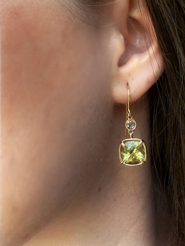 Citrine and Diamond Drop Earrings
