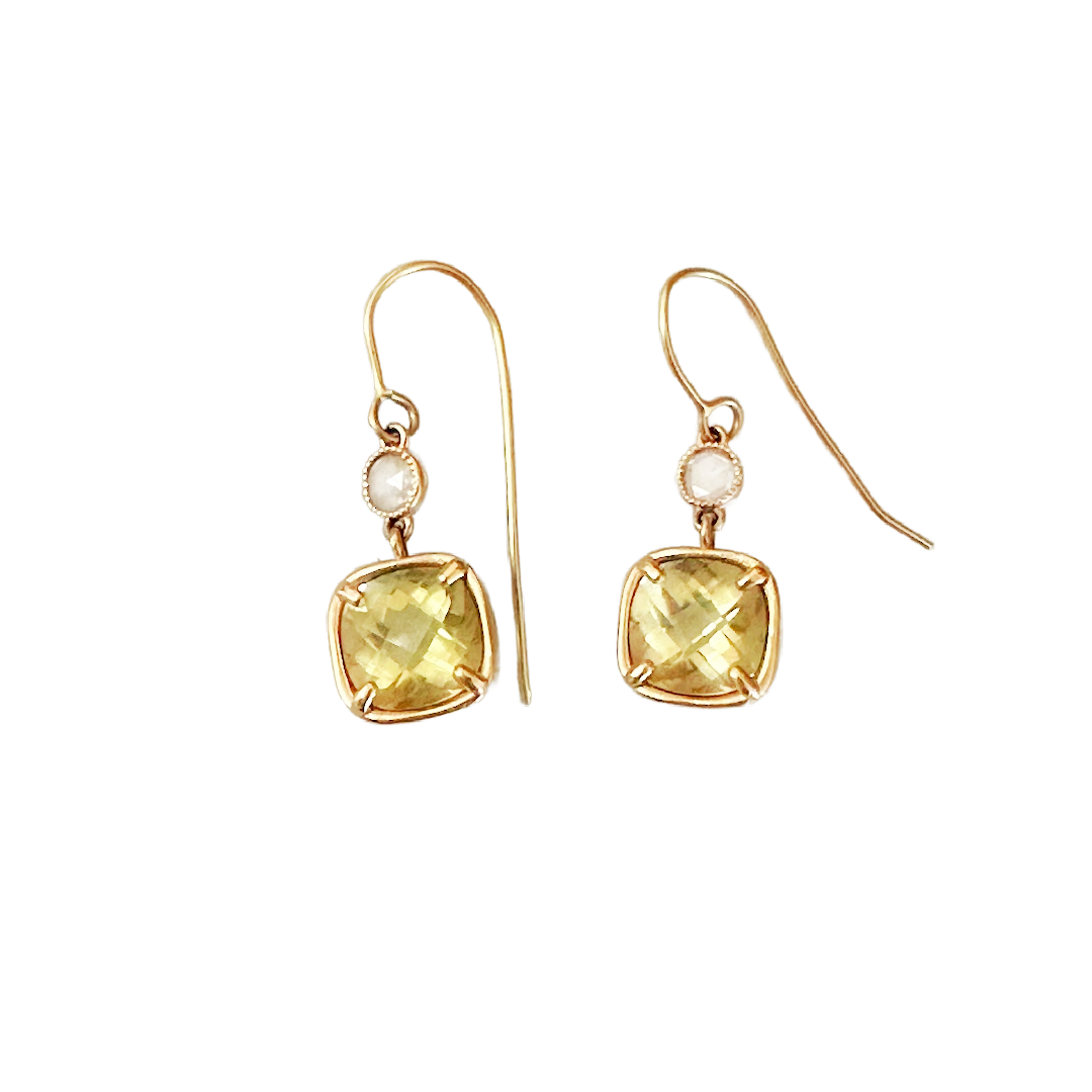 Citrine and Diamond Drop Earrings