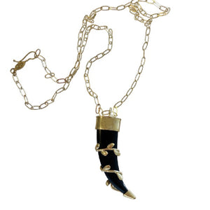 Mandevilla Vine Wrapped Bone Horn Necklace