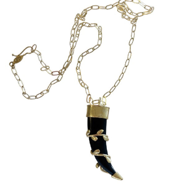 Mandevilla Vine Wrapped Bone Horn Necklace