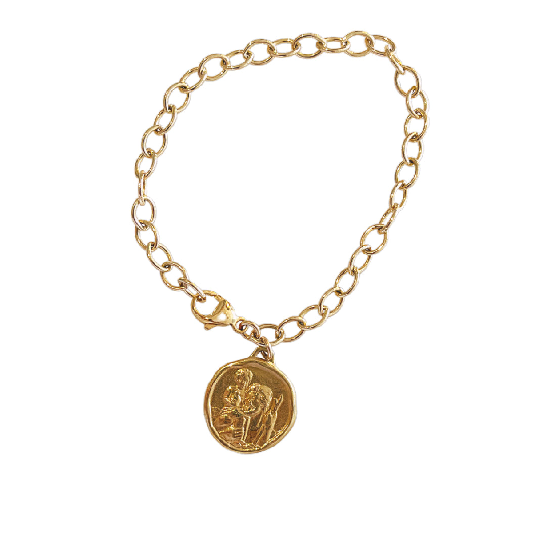 Gold st christopher bracelet deals